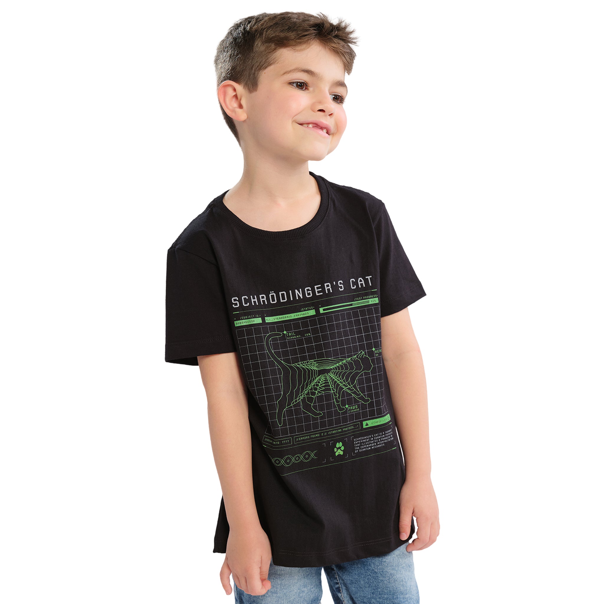 Camiseta Infantil Gato de Schrodinger