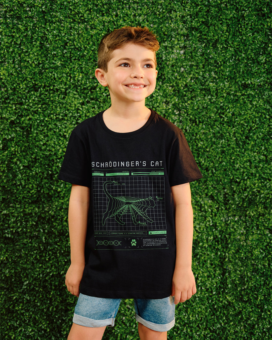 Camiseta Infantil Gato de Schrodinger